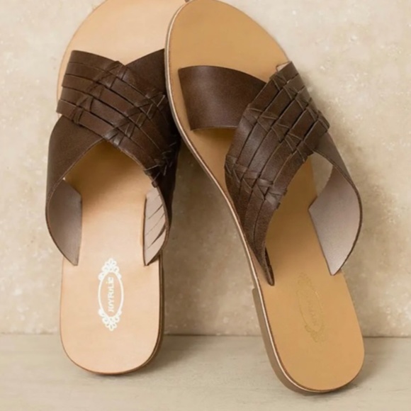 Leather Sandal in Rich Brown - Picture 2 of 3